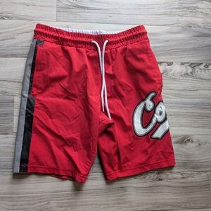 Cookies Red Men's Swim Shorts Board Shorts with Side Stripe and Logo Small